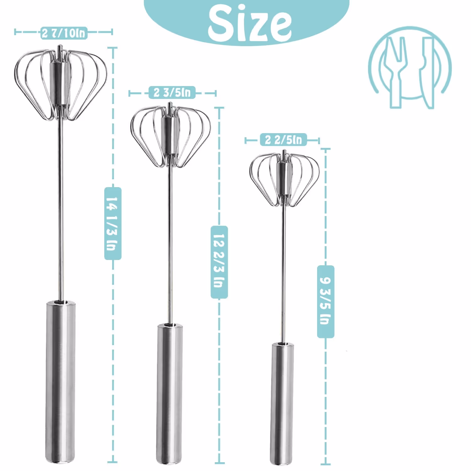Whisk Dimensions and Sizes 10inch 12inch 14inch